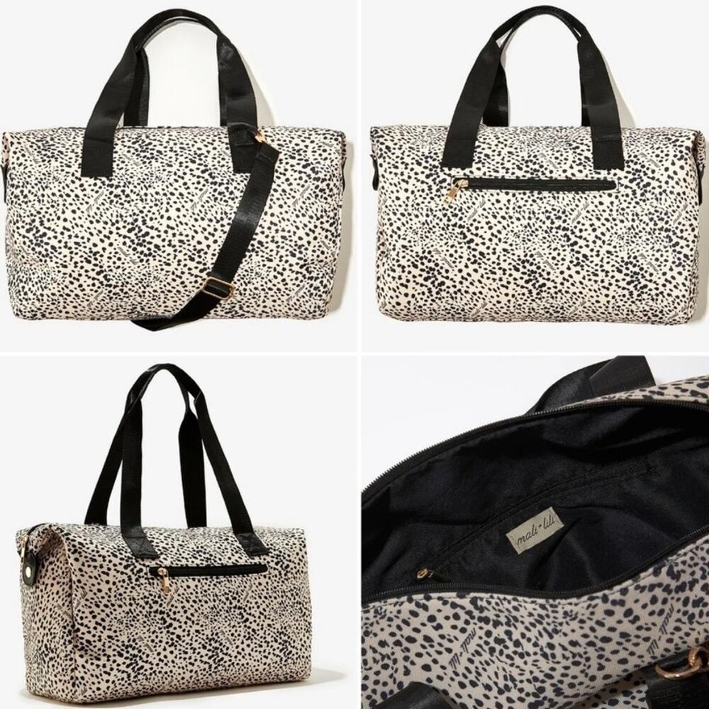 Mali & Lili Cream & Black Weekender Travel Duffle Bag MSRP $128